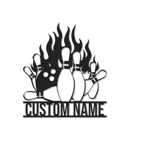 Personalisierte LED-beleuchtete Metall-Wandkunst mit Bowlingkegeln – Geschenk für Bowling-Enthusiasten und Spielzimmer-Dekor 1