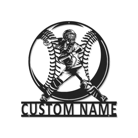 Décoration murale en métal personnalisée pour joueur de softball avec rétroéclairage LED - Cadeau personnalisé pour athlètes, décoration de salle de jeux
