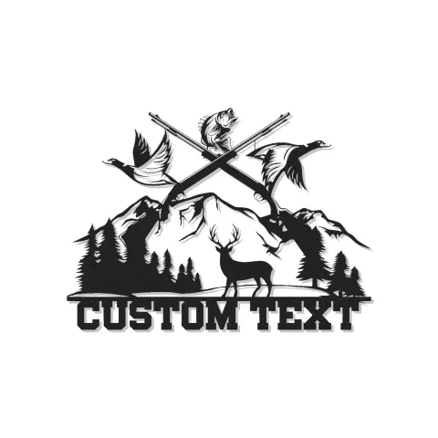 Custom Hunting Scene Metal Wall Art | Personalized LED Sign with Deer & Ducks | Rustic Cabin Decor Gift for Hunter