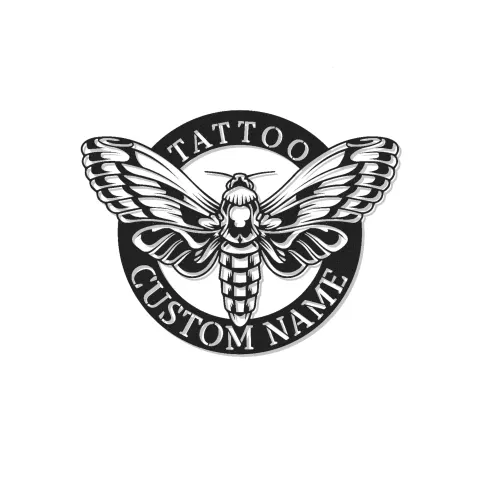 Cartel de metal personalizado con tatuaje de polilla y luz LED, regalo personalizado para amantes de tatuajes, decoración de estudio o salón
