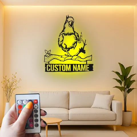 Personalisierte Metall-Wandkunst Nymphensittich | LED Hinterleuchtetes Papageienschild | Individuelles Haustiergedächtnis | Vogel-Liebhaber Dekoration alternative Ansicht