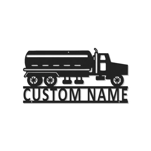 Personalisierte Tanklastwagen Metall-Schild | LED Wandkunst für die Garage | Industrielle Dekoration für den Man Cave | Individuelles Trucker Geschenk