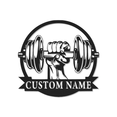 Cartel de metal LED de mancuerna personalizado para entusiastas del gimnasio