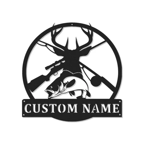 Panneau LED personnalisé chasse et pêche | Décor de chalet pour sportif | Art rustique pour man cave