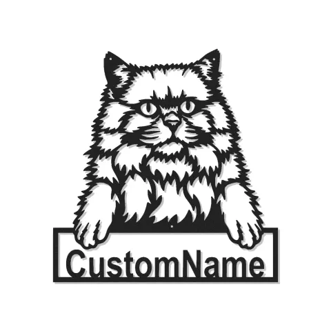 Cartel de metal LED de gato persa personalizado, regalo para amantes de mascotas, decoración para dormitorio o sala de estar 1