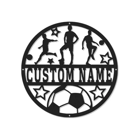 Cartel de Fútbol Personalizado con LED | Decoración Mural de Metal Personalizada | Decoración para Habitaciones de Niños y Regalo para Atleta Adolescente