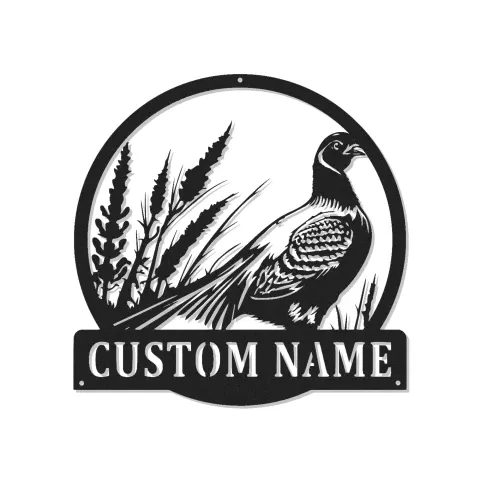 Insegna in Metallo Pheasant | Regalo Personalizzato per Cacciatori con Insegna LED con Nome | Decorazione per Cabina & Lodge