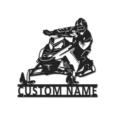 Arte da Parete in Metallo LED per Motoslitta Personalizzata | Insegna con Nome per Piloti per Man Cave | Regalo Decorativo per Sport Invernali