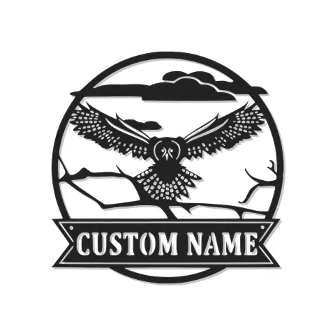 Custom Flying Owl LED Sign | Personalized Metal Wall Art | Wildlife Cabin Decor | Nature Lover Gift