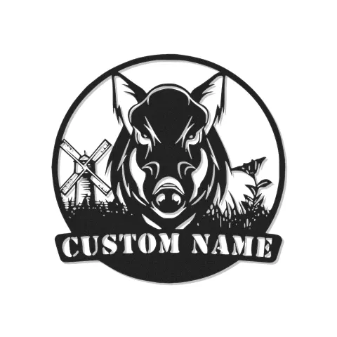Décoration murale en métal personnalisée pour sanglier avec rétroéclairage LED - Cadeau personnalisé pour chasseur, décoration rustique pour chalet
