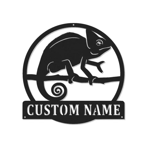 Décoration murale en métal personnalisée avec éclairage LED Chameleon - Cadeau unique pour les amoureux des reptiles, décoration pour chambre ou salon