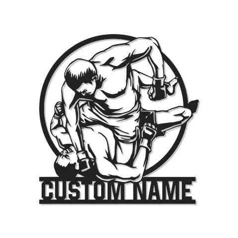 Personalisierte MMA Kämpfer Metall-Schild | LED Wandkunst für Fitnessstudio & Zuhause | Individuelle Kampfsport Dekoration | Geschenk für Trainer