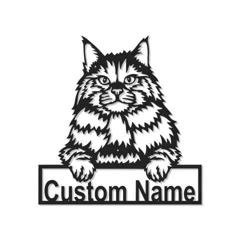 Décoration murale en métal personnalisée pour chat Maine Coon avec rétroéclairage LED - Cadeau pour les amoureux des animaux - Décor de salon pour propriétaires de chats