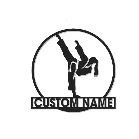 Insegna LED personalizzata per ragazza karateka | Insegna in metallo su misura per artista marziale donna | Decorazione Japandi per dojo e palestra, idea regalo