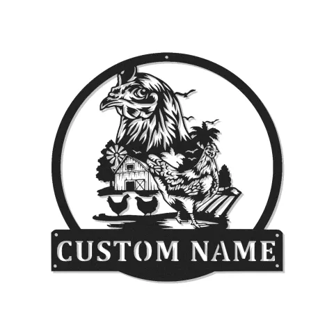 Custom Farmhouse Chicken Led Light Metal Wall Art Personalized Gift for Farmers Rustic Kitchen or Barn Decor