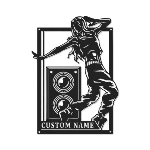 Custom Dancer and Speaker Led Light Metal Wall Art Personalized Music Lover Gift Bedroom or Studio Decor