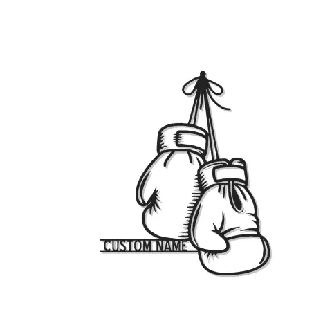 Insegna in metallo personalizzata con guantoni da boxe e luce LED - Regalo personalizzato per pugili, palestra o decorazione per angolo dedicato 1