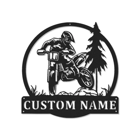 Décoration murale en métal personnalisée pour motocross avec rétroéclairage LED - Cadeau pour lui, décoration de garage ou de man cave 1