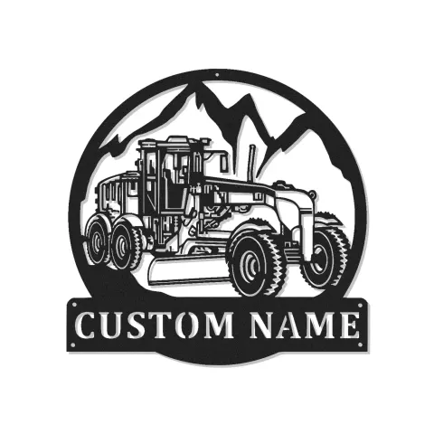 Custom Road Grader Led Light Metal Wall Art Personalized Gift for Construction Enthusiasts Garage or Office Decor