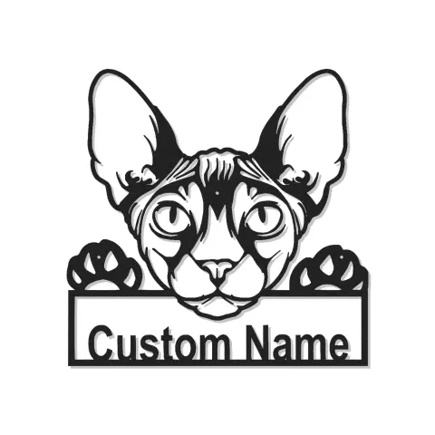 Panneau LED Métal Sphynx Personnalisé | Art Murale Silhouette de Chat de Compagnie Personnalisé | Décor Unique pour Amoureux des Chats