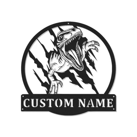 Custom Dinosaur Led Light Metal Wall Art Personalized Gift for Kids Bedroom or Playroom Decor