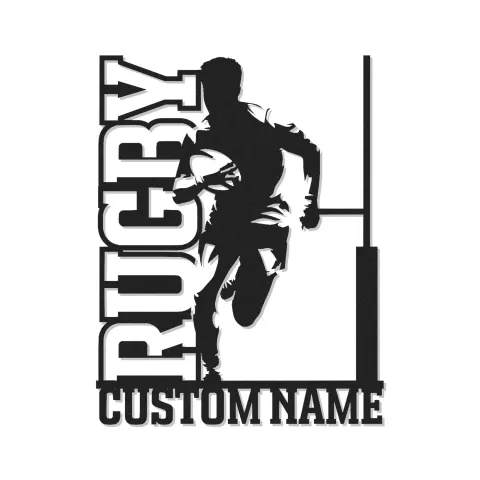 Individuelles Rugby-Spieler LED Metallschild | Personalisierte Athletenname-Leuchte | Sport-Spielzimmer Dekor | Geschenk für Trainer oder Rugby-Fan