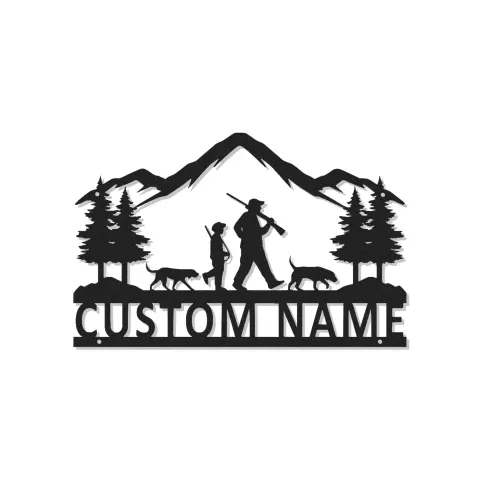 Décoration murale en métal personnalisée pour famille de chasseurs avec éclairage LED