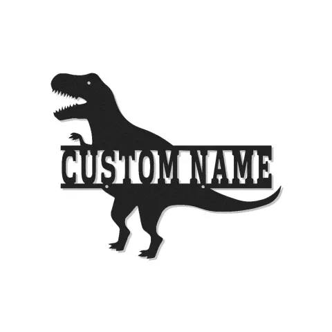 Insegna in metallo personalizzata T-Rex con luce LED regalo per la camera dei bambini decorazione per amanti dei dinosauri