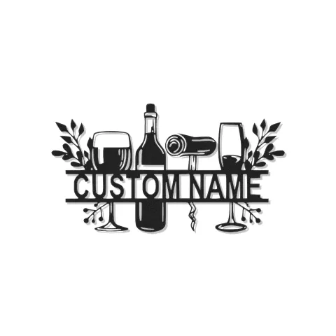 Décoration murale en métal personnalisée pour bar à vin avec rétroéclairage LED - Cadeau personnalisé pour les amateurs de vin - Décor de cuisine ou de bar à domicile