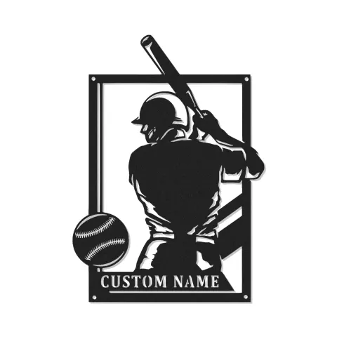 Custom Baseball Player Led Light Metal Wall Art Personalized Sports Gift for Athletes Game Room Decor 1