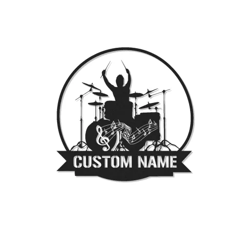 Cartel de metal LED de batería personalizado Regalo para músico Decoración de sala de música para bateristas