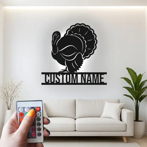 Vista alternativa de Cartel de metal LED personalizado de pavo para regalo de acción de gracias, decoración festiva para comedor