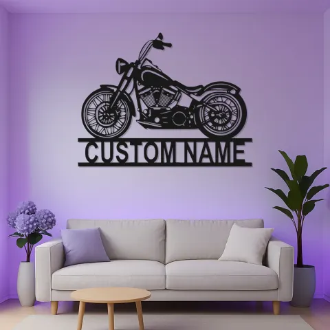 Personalisierte Motorrad LED-Metallschild | Individuelle Biker Namens-Wandkunst | Vintage Garagen-Dekor für Ihn alternative Ansicht