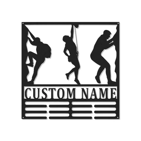 Personalisierte Metallkunst Felsenklettern | Individuelles LED-Namensschild | Geschenk für Abenteuerliebhaber & Gym-Dekor