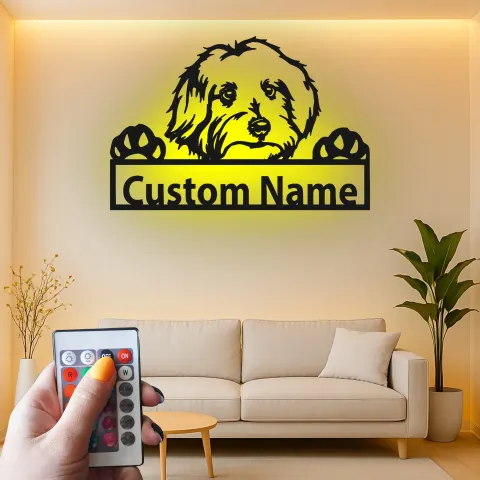 Personalisierte LED-beleuchtete Metall-Wandkunst mit Hundesilhouette – Geschenk für Hundeliebhaber, Deko fürs Wohnzimmer alternative Ansicht