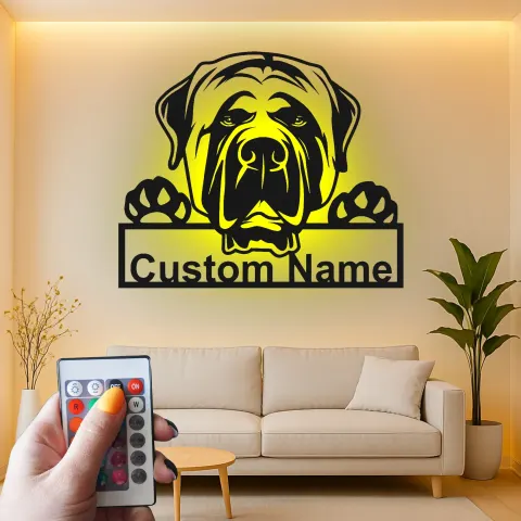 Vista alternativa de Cartel de metal LED personalizado de Mastín, regalo para amantes de los perros, decoración para sala de estar o vestíbulo