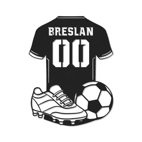 Insegna LED a forma di maglia di calcio personalizzata | Arte murale in metallo per camera di giocatore | Regalo per tifosi di calcio con nome e numero