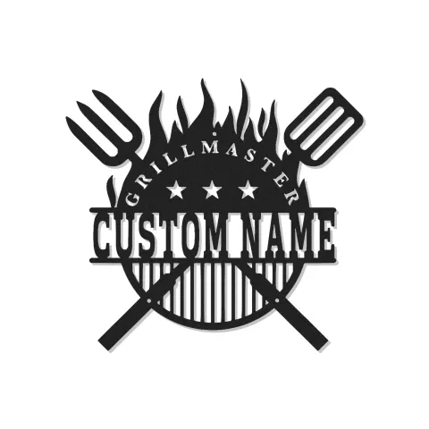 Personalized BBQ Metal Sign with LED | Custom Grillmaster Wall Art | Outdoor Patio Decor & Grilling Gift for Dad