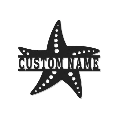 Letrero LED personalizado con estrella de mar | Arte mural de metal | Decoración náutica para casa de playa | Idea de regalo para negocio y hogar costero