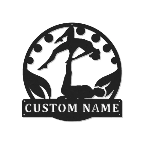 Custom Acro Yoga Couple Led Light Metal Wall Art Unique Gift for Yoga Lovers Bedroom or Studio Decor
