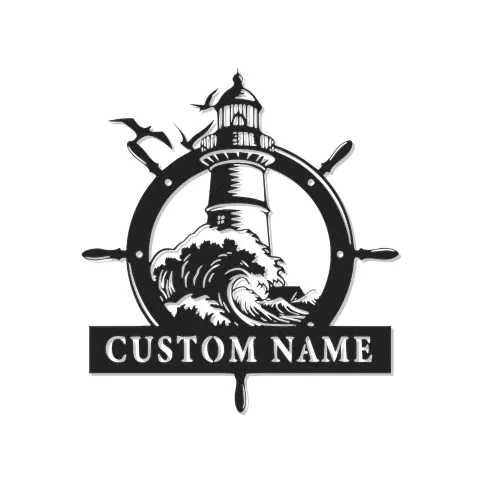 Panneau Métal Personnalisé Phare | Art Murale Nautique avec LED | Décor Côtier & Cadeau Maison de Plage