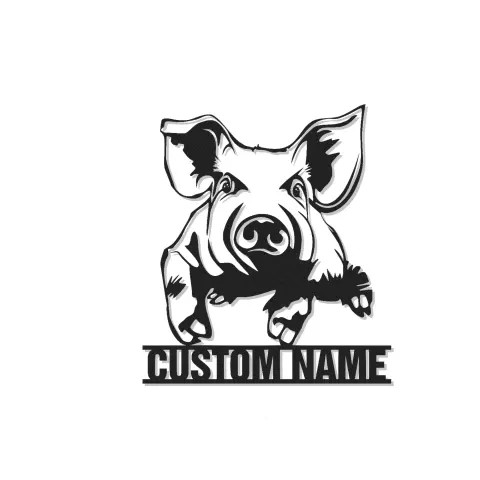 Panneau de Cochon Personnalisé | Décoration Murale en Métal Rétroéclairée | Décor de Ferme Moderne | Cadeau pour Amateurs de Cochons
