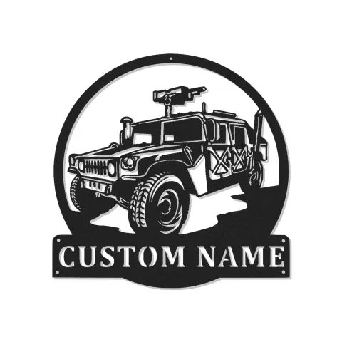 Personalisierte Humvee Metallschild | LED Taktisches Fahrzeug Kunstwerk | Personalisiertes Geschenk für Soldaten | Man Cave Wanddekoration