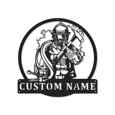Cartel LED personalizado para bomberos | Arte mural de metal personalizado | Regalo para primer respondedor para decoración de estación de bomberos | Arte de cueva de hombres