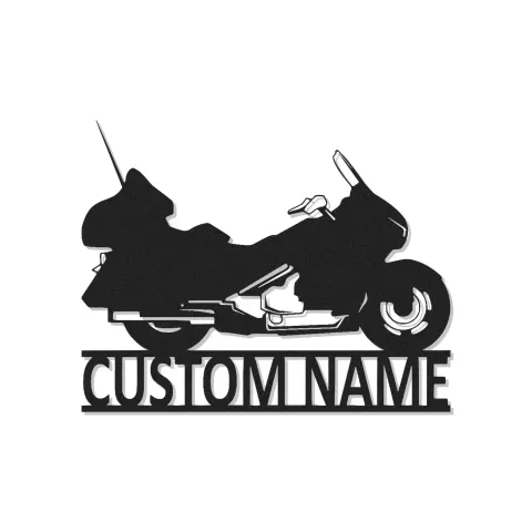 Personalized Motorcycle Metal Wall Art | Custom Biker Name Sign with LED | Touring Bike Garage Decor for Rider