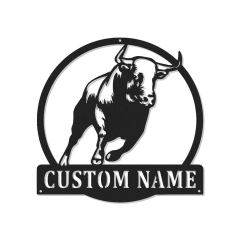 Insegna in metallo personalizzata con luce LED a forma di toro per decorare il ranch, regalo in stile western per la man cave