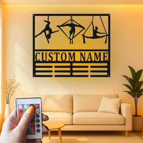 Vue alternative de Décoration murale en métal LED personnalisée - Cadeau de gymnastique pour les artistes aériens, décoration de studio ou de maison