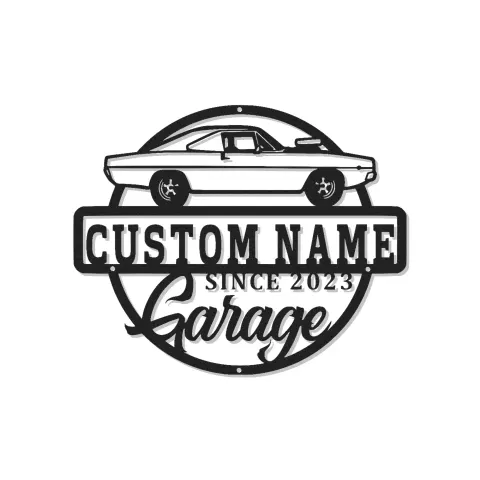 Décoration murale en métal personnalisée avec éclairage LED de voiture de muscle - Cadeau de garage pour passionné de voitures, décoration de cave
