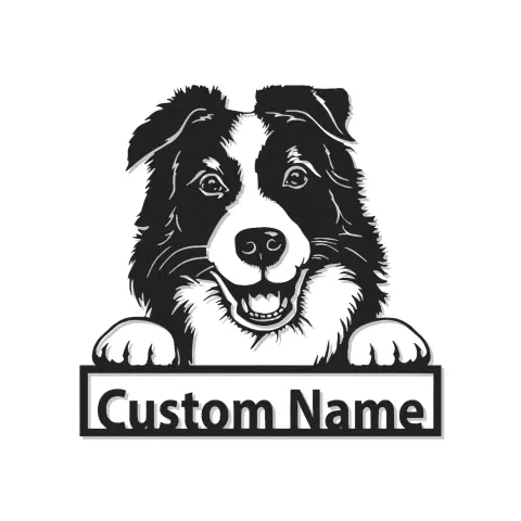 Cartel de metal LED personalizado de Border Collie, regalo para amantes de los perros, decoración para la sala de estar