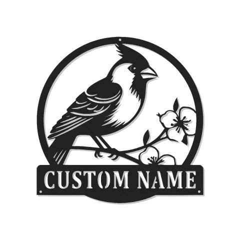 Insegna in metallo LED personalizzata con Cardinal per soggiorno o giardino